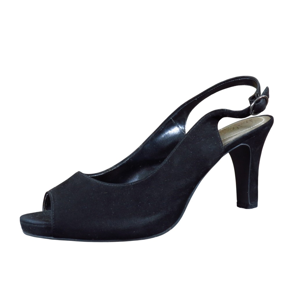 Dexflex Comfort‎ 168484 Womens Peep Toe Slingback Size 9 Dress Pump Black Fabric